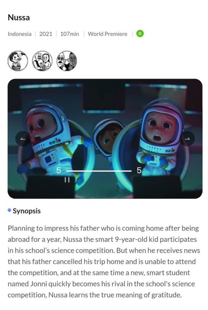 Taliban talibun  nih baca aja sinopsis film kami di website BIFAN. Noh sekalian gue kasih gambar NUSSA pake baju astronotnya. Biar lo sekalian tau NASA ada cabang di Ciledug.  Dipimpin NASSA-R KDI. Dia nyanyi dangdut sebenernya cuma propaganda biar kita semua pindah ke Saturnus.