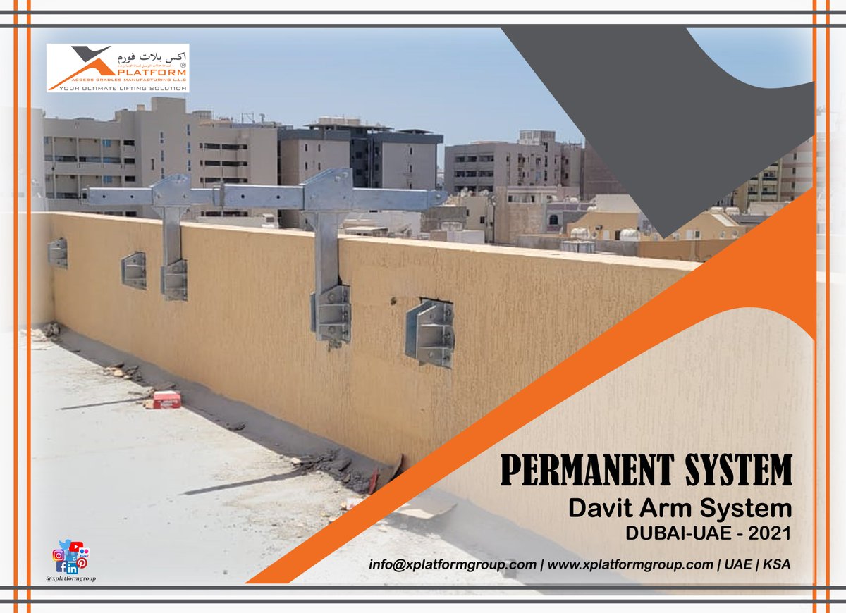 Xplatformgroup's tweet image. Davit Arm System
Dubai
UAE-2021
info@xplatformgroup.com
xplatformgroup.com
#Projects2021 #xplatformprojects #cradles #bmu #scaffolding #cleaning #platforms #aluminum #davitarm #scissor #lift #elevator #Construction #glass #XplatformGroup #uae #ksa