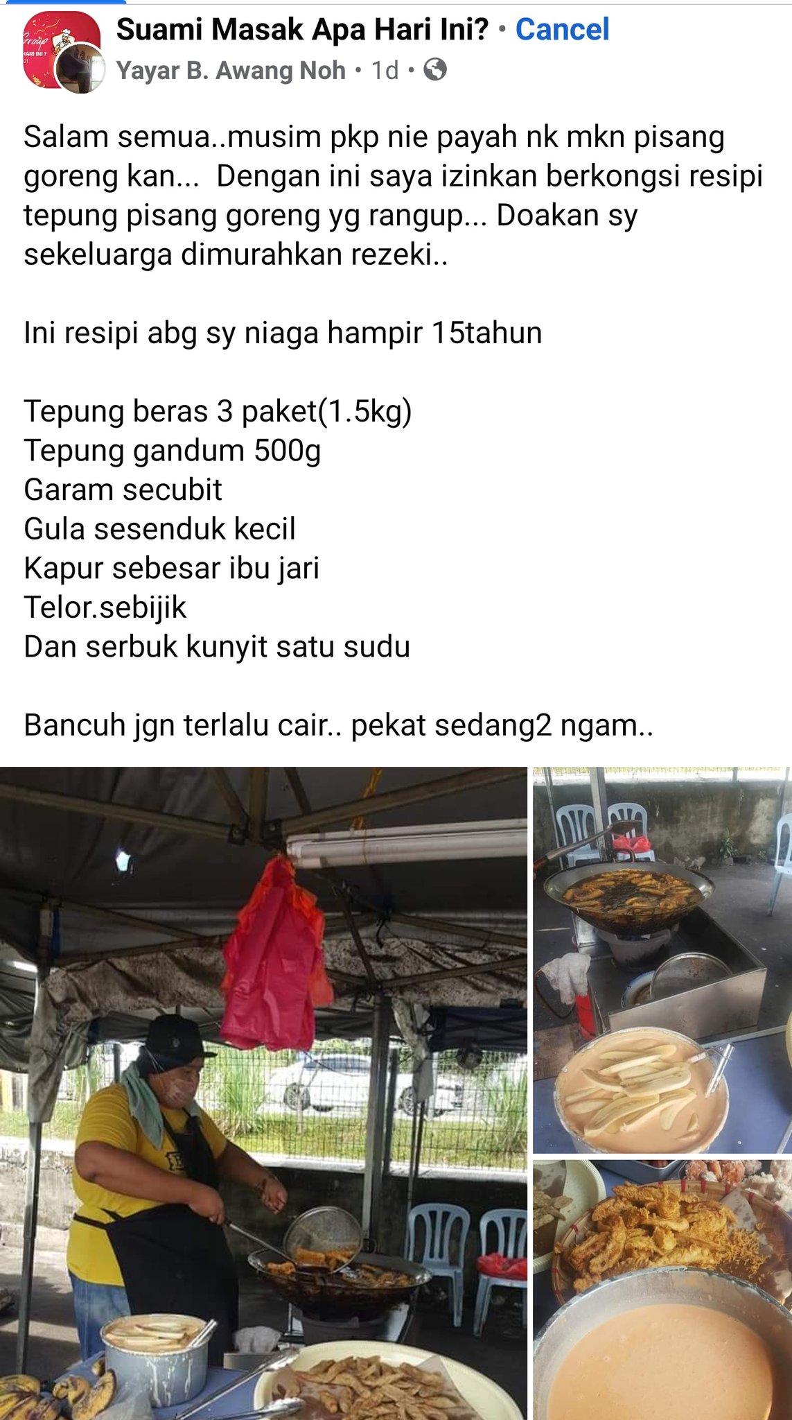 Twt Bajet Na Twitteri Resipi Pisang Goreng Rangup Baru Tahu Sukatan Betul Dia 3 Cawan Tepung Beras 1 Cawan Tepung Gandum Doakan Brother Ini Dimurahkan Rezeki Diberi Keberkatan Dan Kesihatan Yang Baik Https T Co Y8wlmnfdl9