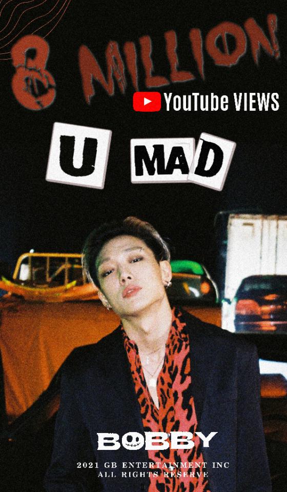 GLOBALBOBBY's tweet photo. BOBBY - '야 우냐 (U MAD)' M/V HITS 8 MILLION VIEWS @YouTube 

#UMAD8M 
🔗https://t.co/EveFVPZ6aj

#야우냐 #UMAD #BOBBY #바비 #バビ @YG_iKONIC #iKON #아이콘 @bobbyranika #UMAD_8M https://t.co/DdK8YjEr2p