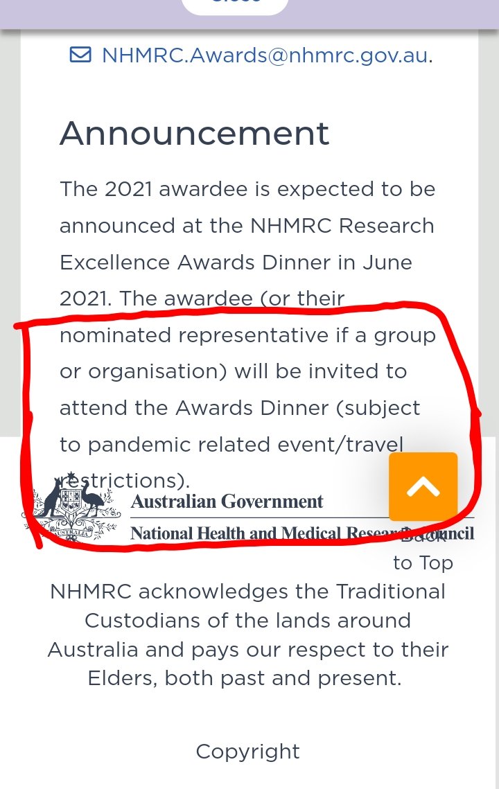 @T_Pricey @jdonney68 @DHughesy Even the #nhmrcawards pre advice for travel was subject to Covid Regs. Sutton didnt listen to his own Federal Agency advice. Fail.