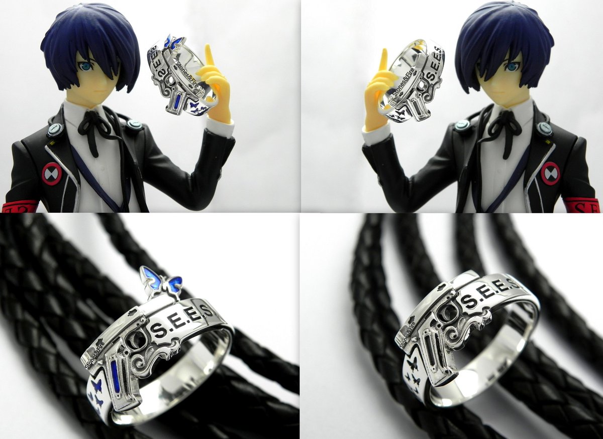 StonesAndFire's tweet photo. There are 2 new Rings in my workshop :) They have the same idea, connected to the butterflies in the game (who plays #Persona3 will figure out, I guess). 

#ShinMegamiTensei #evoker #MakotoYuki #mementomori #Gamerlife #persona3art #persona3cosplay #geek #nerd #StonesAndFire https://t.co/X3OBnLKAuj