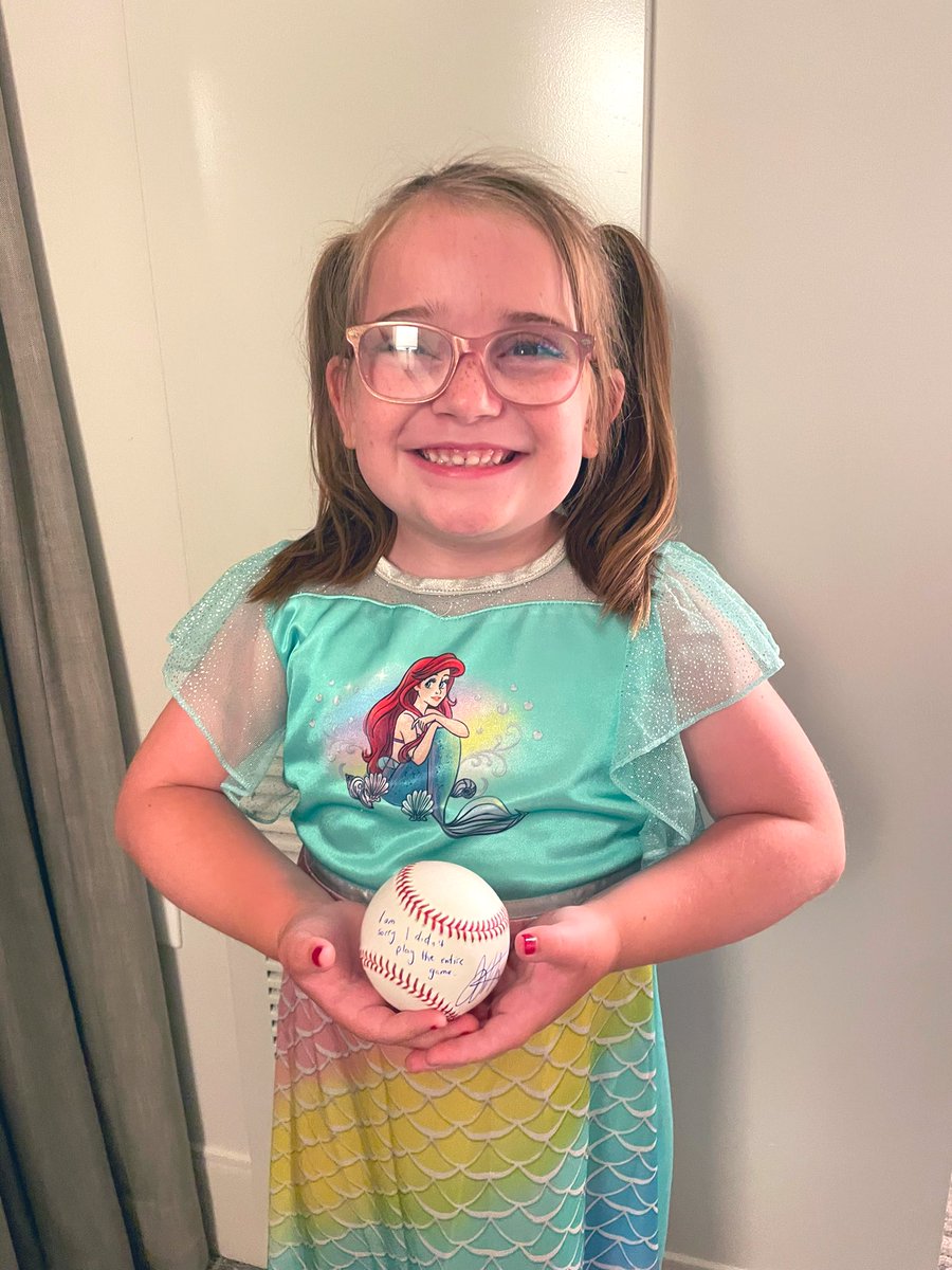 SuperBarry11's tweet photo. A VERY happy little Joey Votto fan at bedtime tonight!!! ❤️⚾️ A big thank you again to Joey Votto and the @Reds for making Abigail’s first MLB game so special and memorable! https://t.co/iKrQWHrx4E