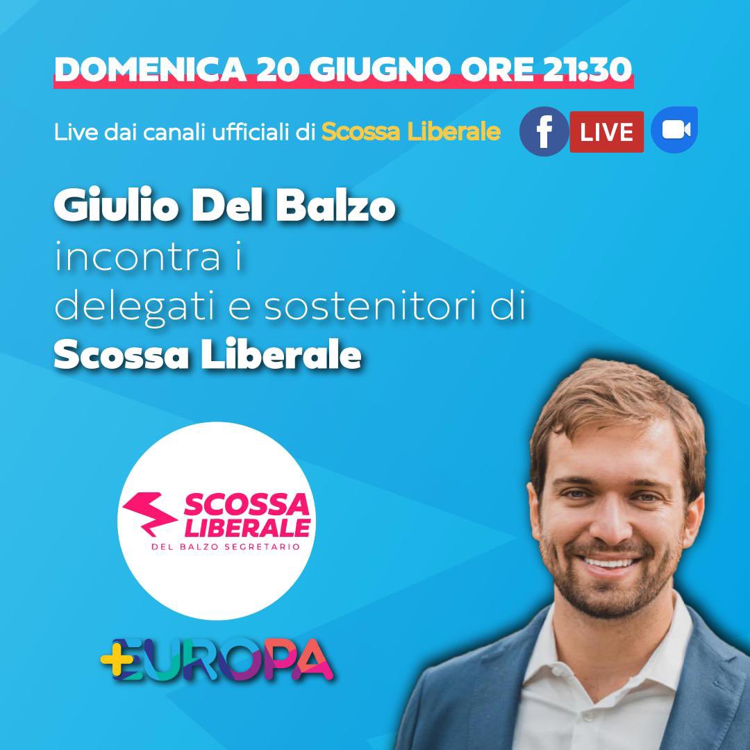⚡️Oggi ore 21.30

Giulio del Balzo incontra i delegati e i sostenitori di #ScossaLiberale.

Live dai canali ufficiali di scossa 📺
Vi aspettiamo!

#delbalzosegretario #scossaliberale