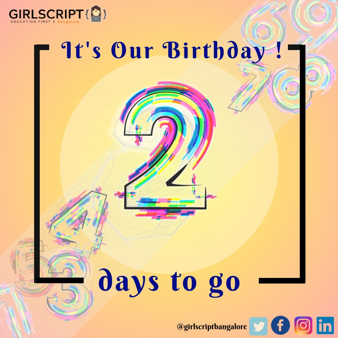 Hello amigos!!
What is special about 22nd June? Give it a guess…

It is our #anniversary🤩
A year passed by sitting in our homes, but neither did work stop, nor celebration!

We are excited to celebrate it with a blast and a bash in 2 days.
Stay tuned!😉

#girlscript #gsblr