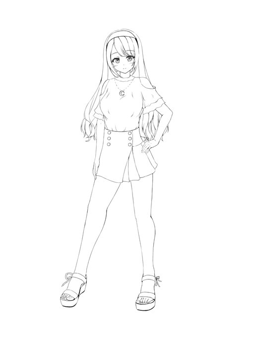 4作目ヒロイン一人目の名前は「星野明美」ちゃんにしました!2枚目はカラー1案目です 