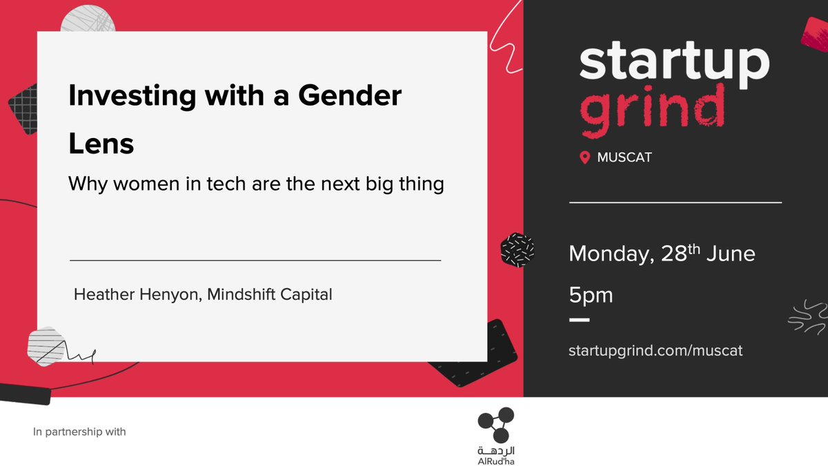 "We know that #investing_in_women brings a higher return, and a better performance" - Heather Henyon. Join us next week for the fascinating journey of <a href="/HHenyon/">Heather Henyon</a> of <a href="/mindshiftcap/">Mindshift Capital</a> to learn why Women are the future! Register now: startupgrind.com/e/m8jq46/