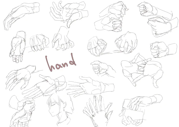 handクロッキー11日目、最初ディテールだけ覚えて描ける練習はじめてみた、複雑なのは複数回見るけどなるべく見る回数を減らす 