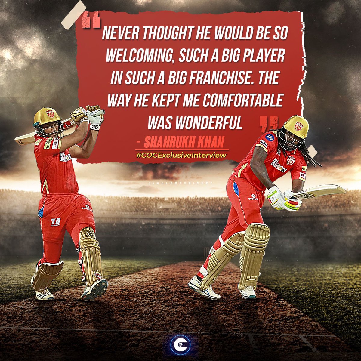 circleofcricket's tweet photo. Shahrukh Khan told Circle of Cricket, how he was welcomed by the 'Universe Boss' Chris Gayle at #PunjabKings.

Read full interview: https://t.co/wOgD8BRywb

#COCExclusiveInterview #IPL2021 https://t.co/WhC5PeaIsX