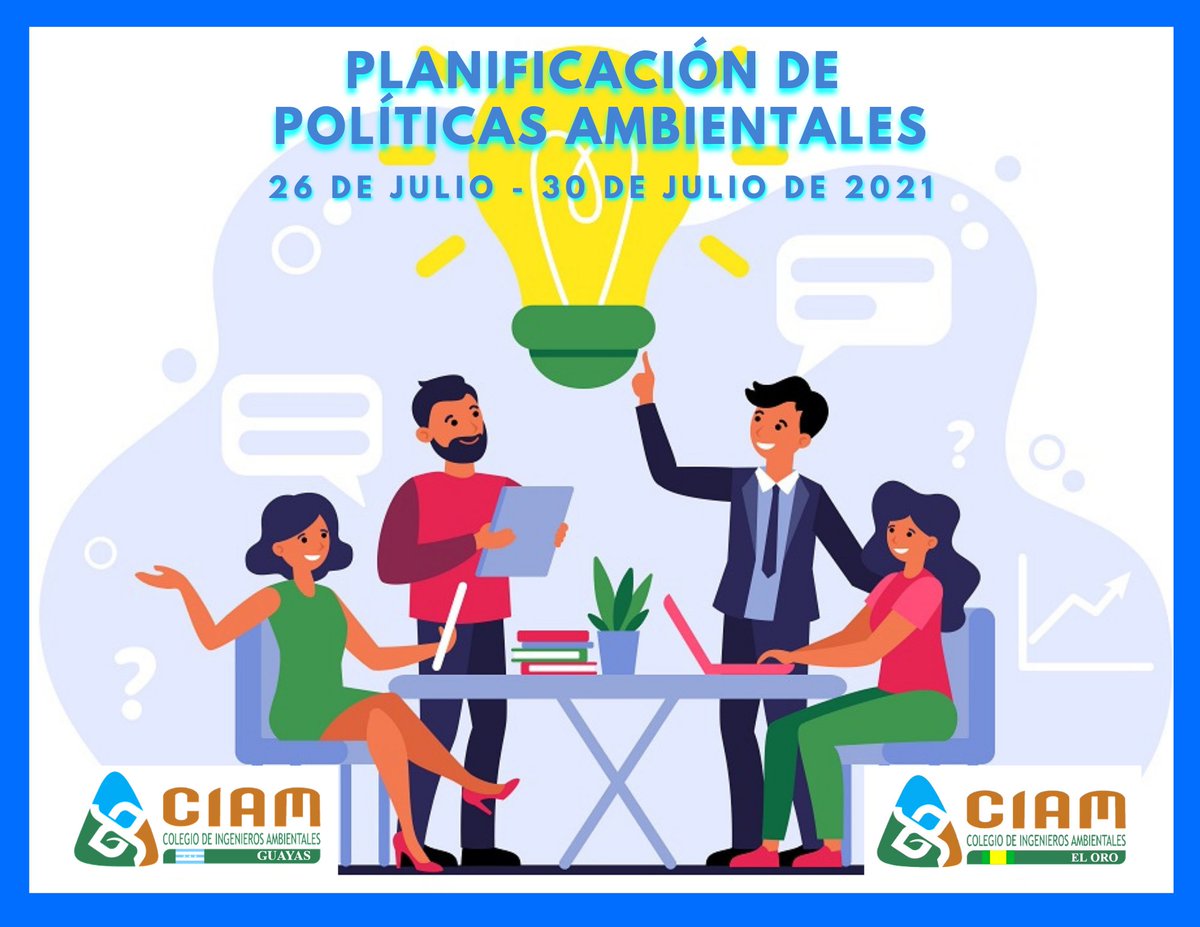 CiamGuayas's tweet photo. SÉ PARTE DEL CIAM GUAYAS! 🌱
Capacitación: PLANIFICACIÓN DE POLÍTICAS AMBIENTALES 🍃🌎
Inscripciones abiertas!!!
#PolíticasAmbientales🤜🏽🤛🏽     
 
Para mayor información:
ingenierosambientalesguayas@gmail.com https://t.co/CVULlzjFmX