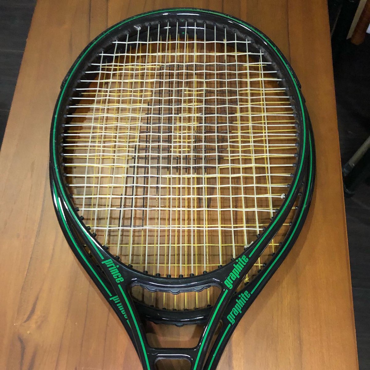 All_That_Racket's tweet photo. The Legendary Prince Original Graphite 110 & 125 sq inch series. These are the “One Stripe, All Green Font” version with grip specs sticker on the sides… Not not forgetting to mention the POG’s iconic Cross Bar Stabilisation Technology… #princetennis #allthatracket #POG https://t.co/DrGvtGyZWG