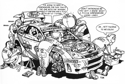JimBamberToons's tweet photo. This was drawn for the mechanics at Rich Malcolm's place in Cumbria to hang in their loo. 1999 https://t.co/nWNCN2eWED
