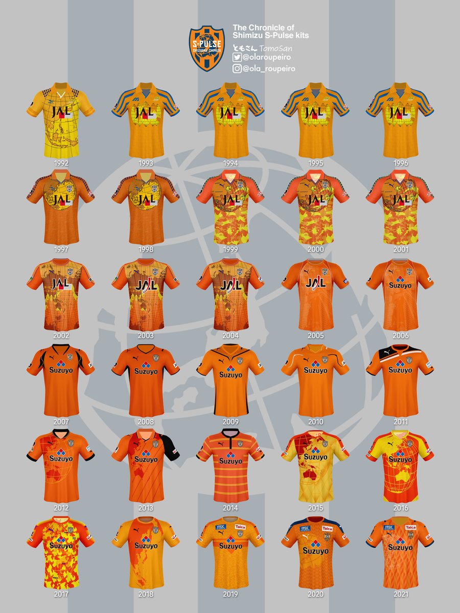 ともさん Tomosan サッカーユニフォームの世界 オリジナル10では唯一の市民クラブとして発足 当時としては異彩を放ったオレンジのユニフォーム 清水エスパルスのユニフォームを振り返ってみましょう あなたの思い出のユニフォームは Spulse