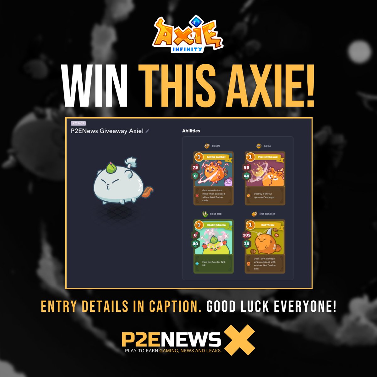 P2ENewsOfficial's tweet photo. HOW TO WIN THIS AXIE! 👇
1️⃣ - Retweet this post!
2️⃣ - Tag 3 friends you would give a scholarship!
3️⃣ - Follow @P2ENewsOfficial (We will be checking).

Best of luck! The winner will be chosen in 72 hours! (June 23rd 2021). 🚀
Listing for proof of ownership:
https://t.co/YoyLAvEjp2 https://t.co/7ZBASUE7Vv