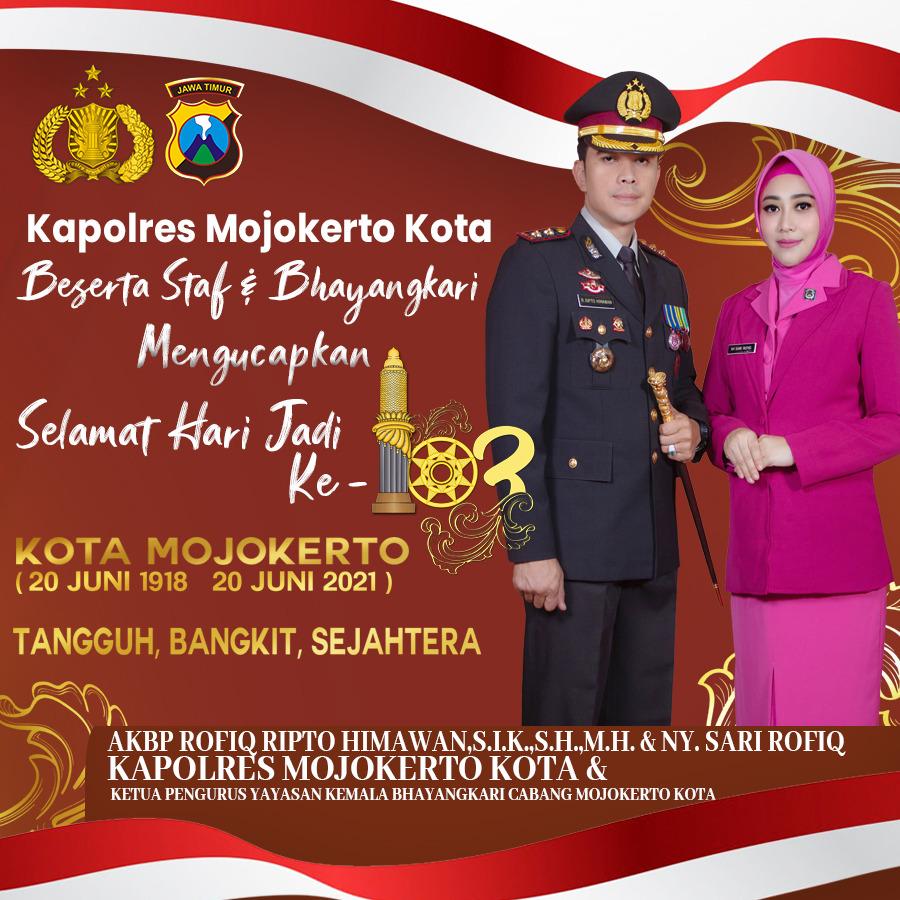 binamitramoka's tweet photo. Kapolres Mojokerto Kota AKBP Rofiq Ripto Himawan, SIK., SH., MH beserta staf dan Bhayangakri mengucapkan Selamat Hari Jadi Ke-103 Kota Mojokerto

#polresmojokertokota
#Humaspolresmojokertokota
#bidhumaspoldajatim
#jawatimurbangkit
#pemkotmojokerto https://t.co/hXKwxMN8kl