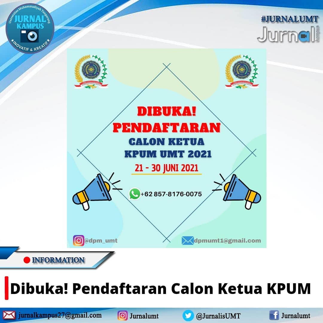 JurnalisUMT's tweet photo. "DIBUKA PENDAFTARAN CALON KETUA KPUM"

https://t.co/RCfANU7Tqf
#JURNALUMT #umtindonesia https://t.co/Pms0OG6Hf0