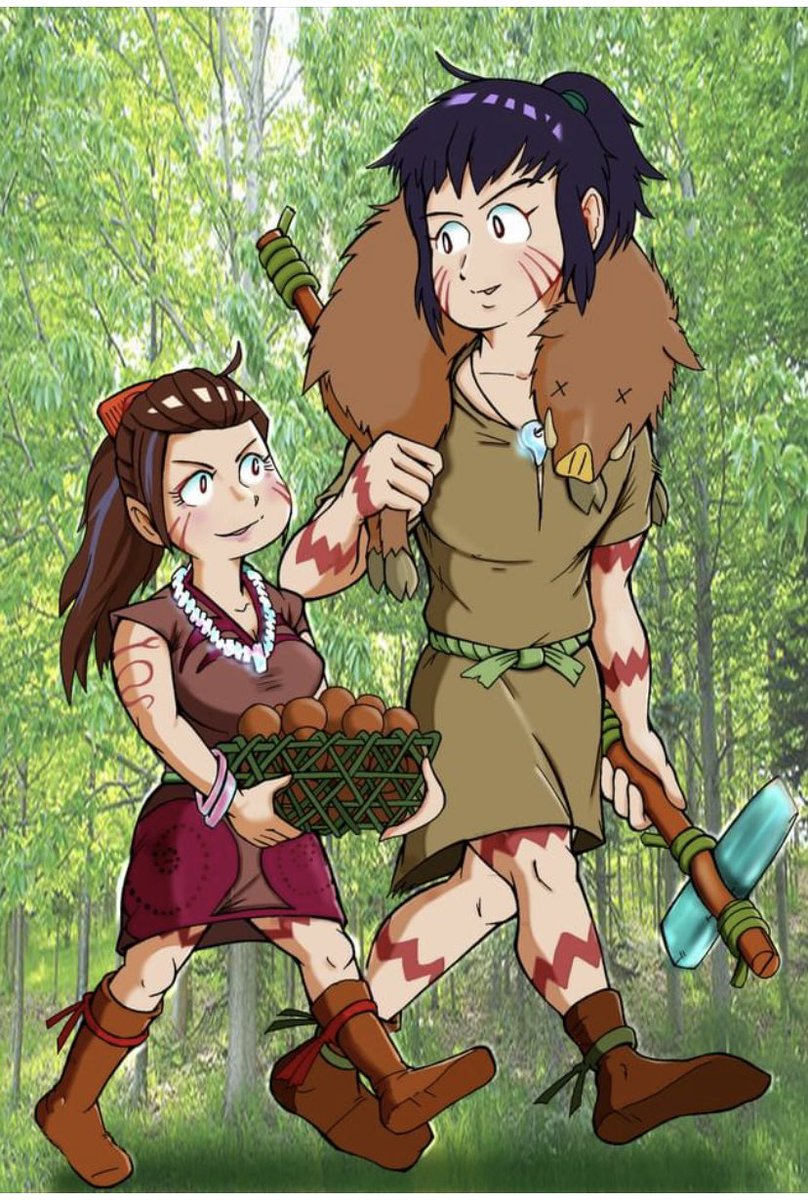 まりりん公式 こんにちは 縄文時代風 イラスト いちおう完成 ほぼバケツ塗り ですねー クリスタ絵193枚目 次 塗りなしトーン貼り やりましょうかね モノクロも魅力的 社会人絵師活動応援フェス 縄文時代イラスト バケツ塗り