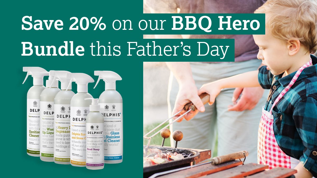 DelphisEco's tweet photo. This Father's Day, save 20% on Delphis Eco BBQ Hero Bundle with our grease-busting action formula perfect for keeping your #BBQ in tip-top shape this summer #CleanLikeAPro https://t.co/KdcxwcGV63