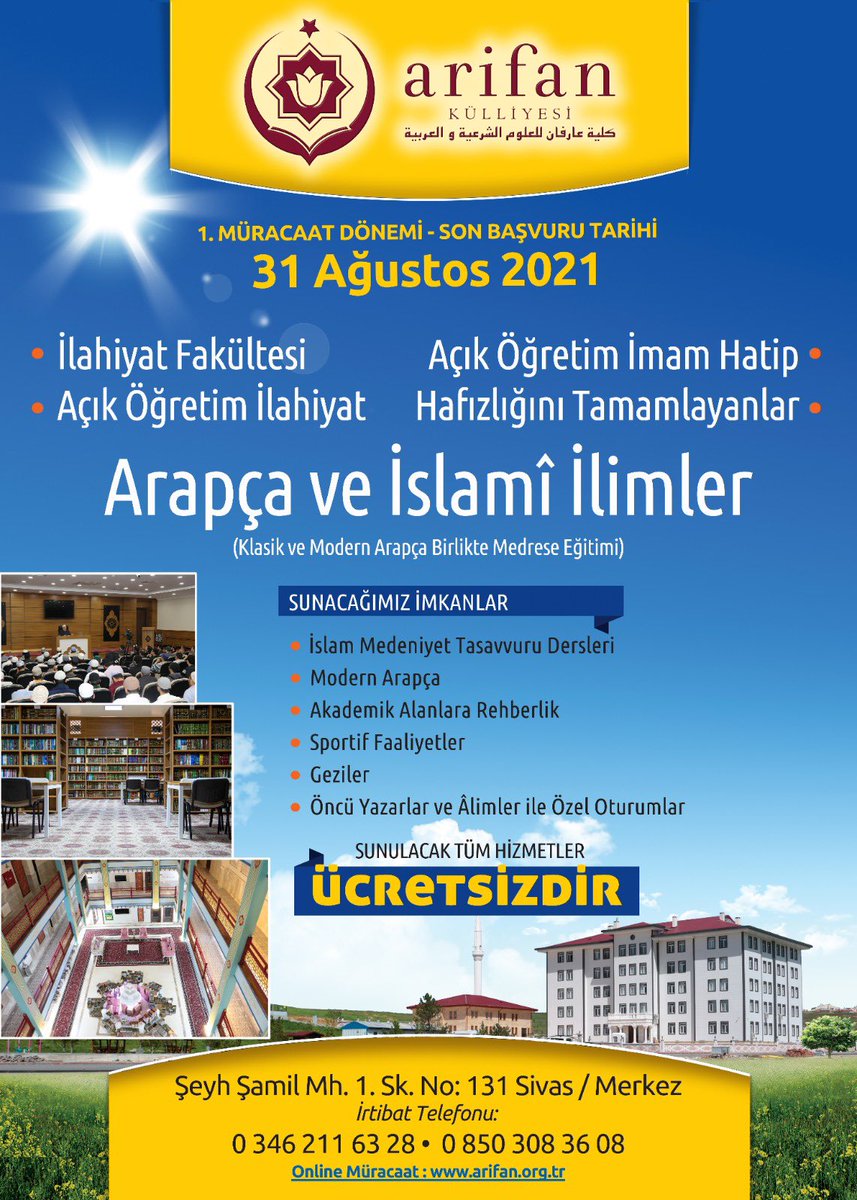 ofmuderrisoglu's tweet photo. Kadim ilim geleneğini ve derinliğini asra öncülük edecek neslimiz ile buluşturmak için çıktığımız bu yolda @Arifanifav / Arifan Külliyesi olarak ilim sevdasını ve ümmet derdini taşıyan tüm gençlerimizi yeni dönem kayıtlarımız ile aramızda görmek istiyoruz.

#Arifan ⤵️ https://t.co/koAvgEMGGh