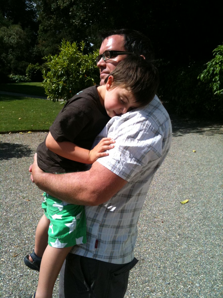 To all dads on #Fathersday who have children with a disability please take time for yourself, feel thankful for your precious kids &amp; proud of the journey you’ve been on. This was my son 10yrs ago exhausted after a “normal” day out. Things get better &amp; you’ll always be loved ❤️