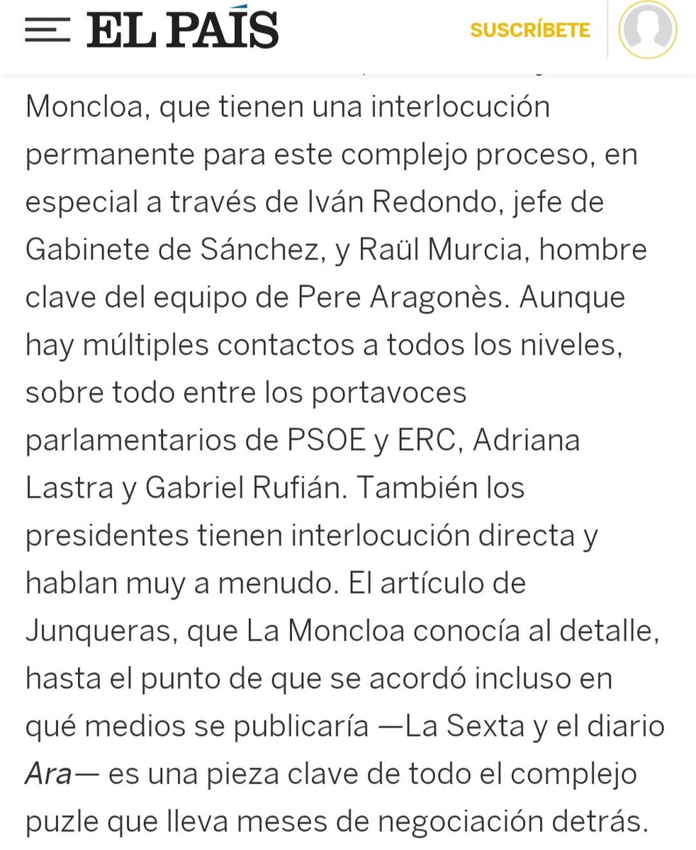 CarlesHeredia's tweet photo. El País, segons fonts de La Moncloa, confirma que els indults són fruit d'una negociació secreta amb @Esquerra_ERC.

La condició era la renúncia a la unilateralitat i a l'#1O per carta de Junqueras, així com també en el discurs d'investidura de Pere Aragonès. https://t.co/GxBW8mDJK0