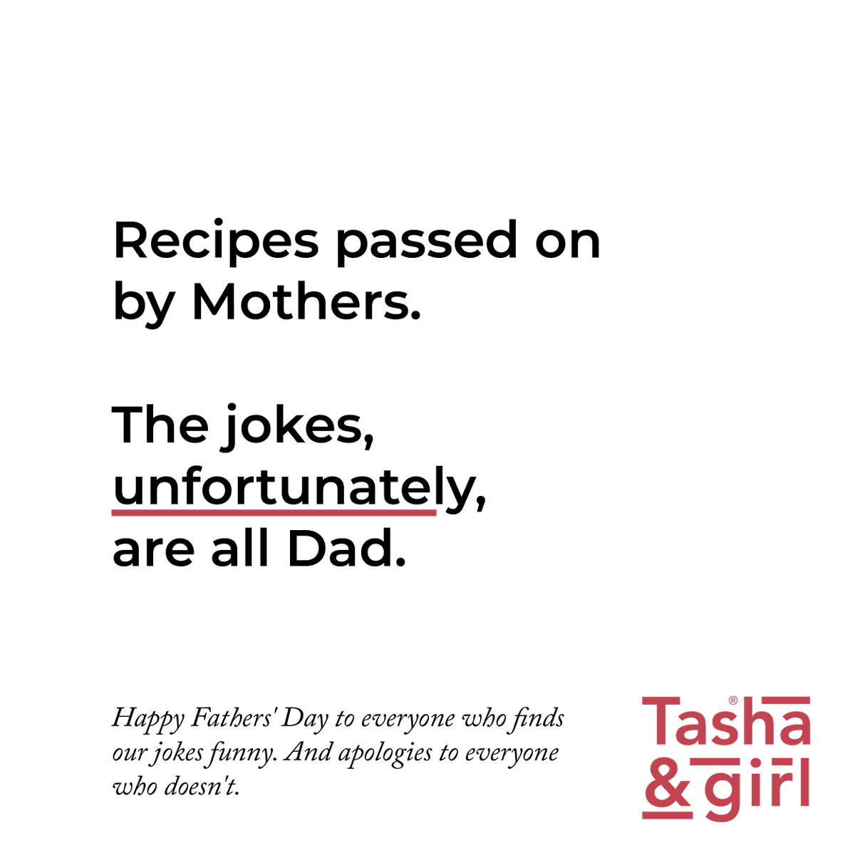 TashaAndGirl's tweet photo. To everyone subjected to our dad jokes: We got them from our fathers. They'd be proud if you blamed them for this display of fatherly wit and humour. But they'd be even prouder of you on #FathersDay if you'd 'spread' it around.
You get it? Spread. Like #SpreadsTheWord. <wink> https://t.co/qjvpVasSu9