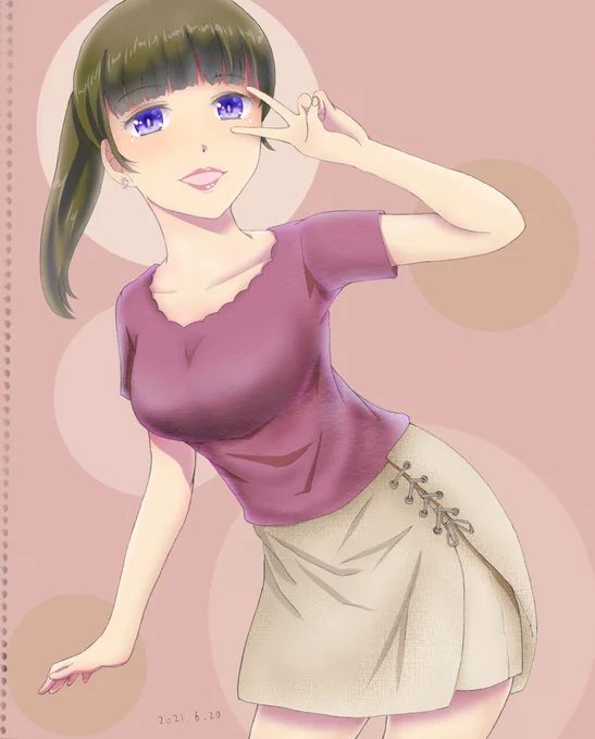 今日の練習絵を晒します。ほどよく都会でほどよく田舎に住むお姉さんの服を想像しながら描いてみました。知らんけど。#イラスト練習 #絵練習 