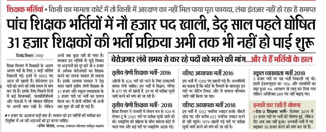vinodmittal9's tweet photo. रीट 2016 अंग्रेजी विषय पर निर्णय के बाद,

अब रीट 2018 में प्रतीक्षा सूची वालों को पोस्टिंग, रीट 2016 में गणित विज्ञान के 877, वरिष्ठ अध्यापक भर्ती 2016 के 1200, वरिष्ठ अध्यापक भर्ती 2018 के 1974 पदों पर प्रतीक्षा सूची और स्कूल व्याख्याता भर्ती 2018 के 689 पदों की बहाली का इंतजार। https://t.co/dIVRyp9gzU