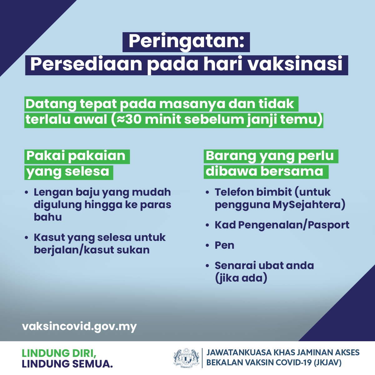 Vaksin Covid 19 On Twitter Here S A Quick Reminder Of The Preparations You Have To Do Right Before Heading To The Vaccination Administration Centre Ppv Register For Vaccination Https T Co 8vavxosbn0 Lindungdirilindungsemua Https T Co