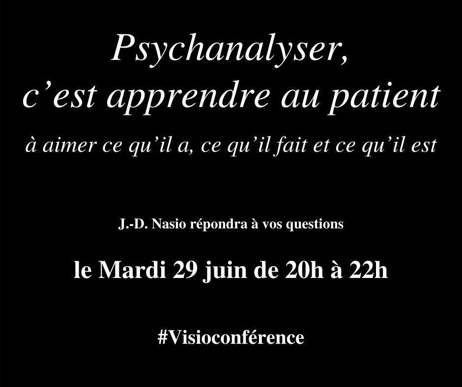 JDNasio's tweet image. Le Docteur NASIO donnera une visioconférence 
le mardi 29 juin de 20h à 22h. Cette visioconférence via ZOOM est ouverte à tous.
Vous pourrez vous connecter dès 19h30 avec les codes suivants :
N° de réunion : 870 7477 4562
Code secret : Wayv4J
#nasio #conférence #psychanalyse
