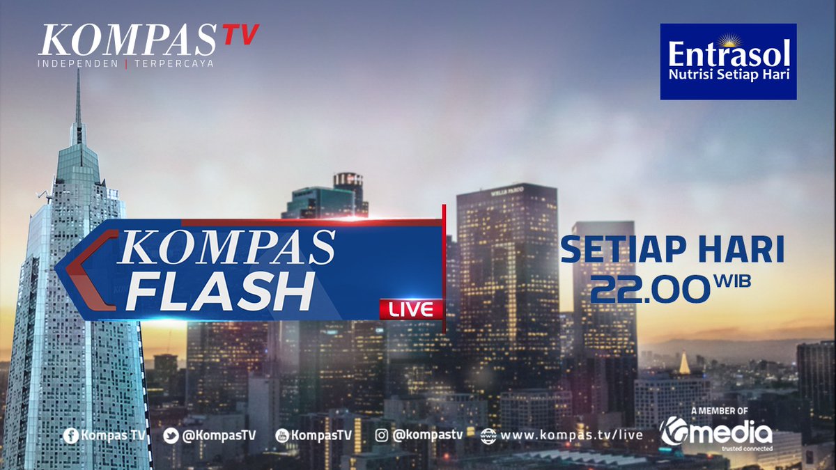 KompasTV's tweet photo. Apa saja berita terbaru saat ini? Yuk nonton #KompasFlash bersama @EntrasolID sesaat lagi! #Ad #ByeByeFaktorU https://t.co/tS4JS9dzFf