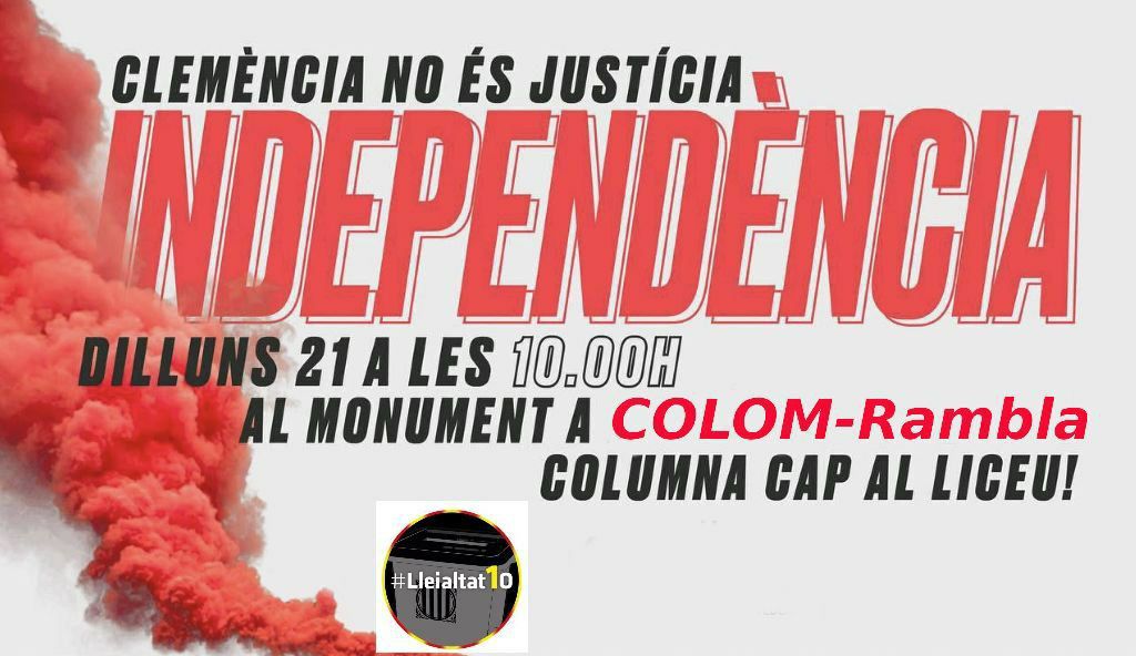 Lleialtat1o's tweet photo. #ViaFora al Liceu!! 👉
✔️ Monument a Macià (pl. Catalunya)
✔️ Carrer Hospital (pl. Sant Agustí)
✔️ Estàtua de Colom
✔️ plaça Sant Jaume
@AccioXIndepe
#TerritoriEnLluita ✊
#IndultÉsInsult https://t.co/Dt6ySbdx50 https://t.co/sYtPvvUGfj
