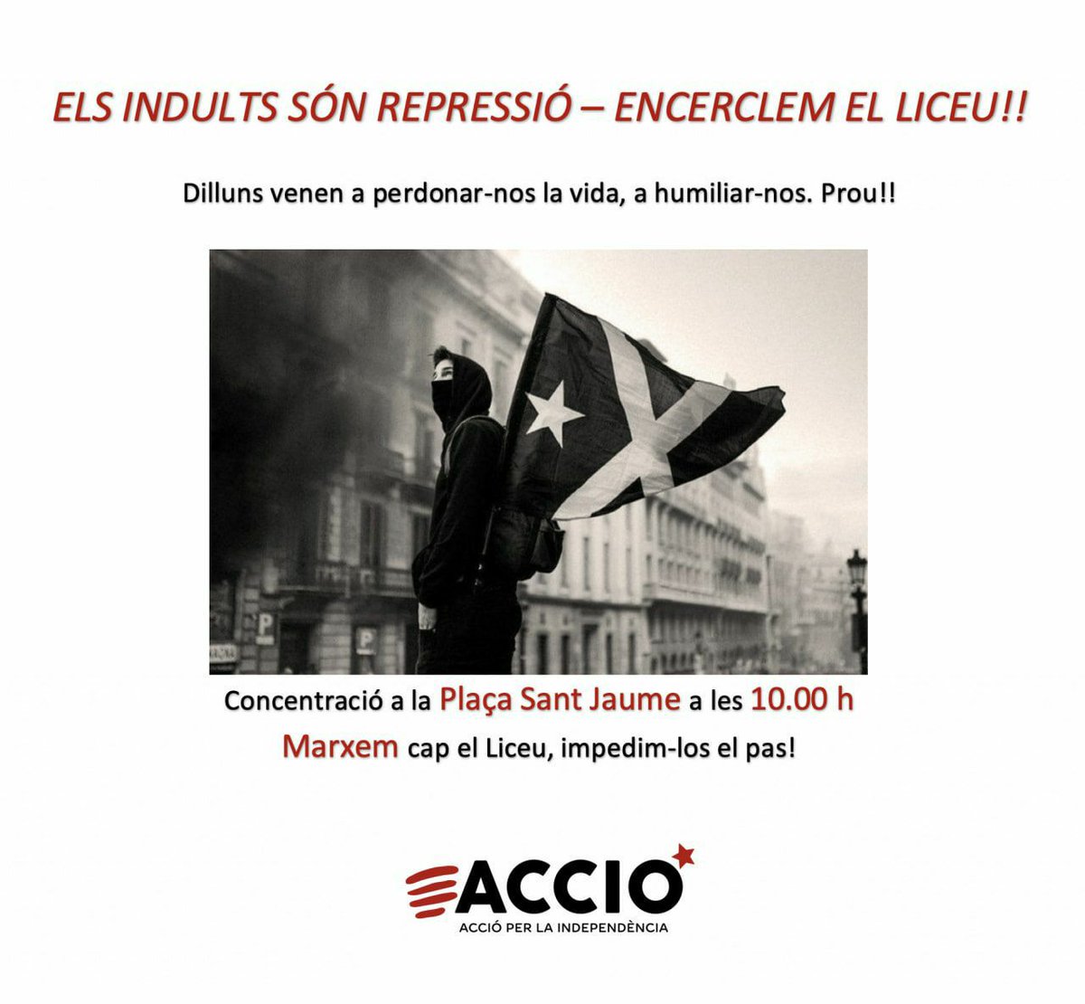 Lleialtat1o's tweet photo. #ViaFora al Liceu!! 👉
✔️ Monument a Macià (pl. Catalunya)
✔️ Carrer Hospital (pl. Sant Agustí)
✔️ Estàtua de Colom
✔️ plaça Sant Jaume
@AccioXIndepe
#TerritoriEnLluita ✊
#IndultÉsInsult https://t.co/Dt6ySbdx50 https://t.co/sYtPvvUGfj