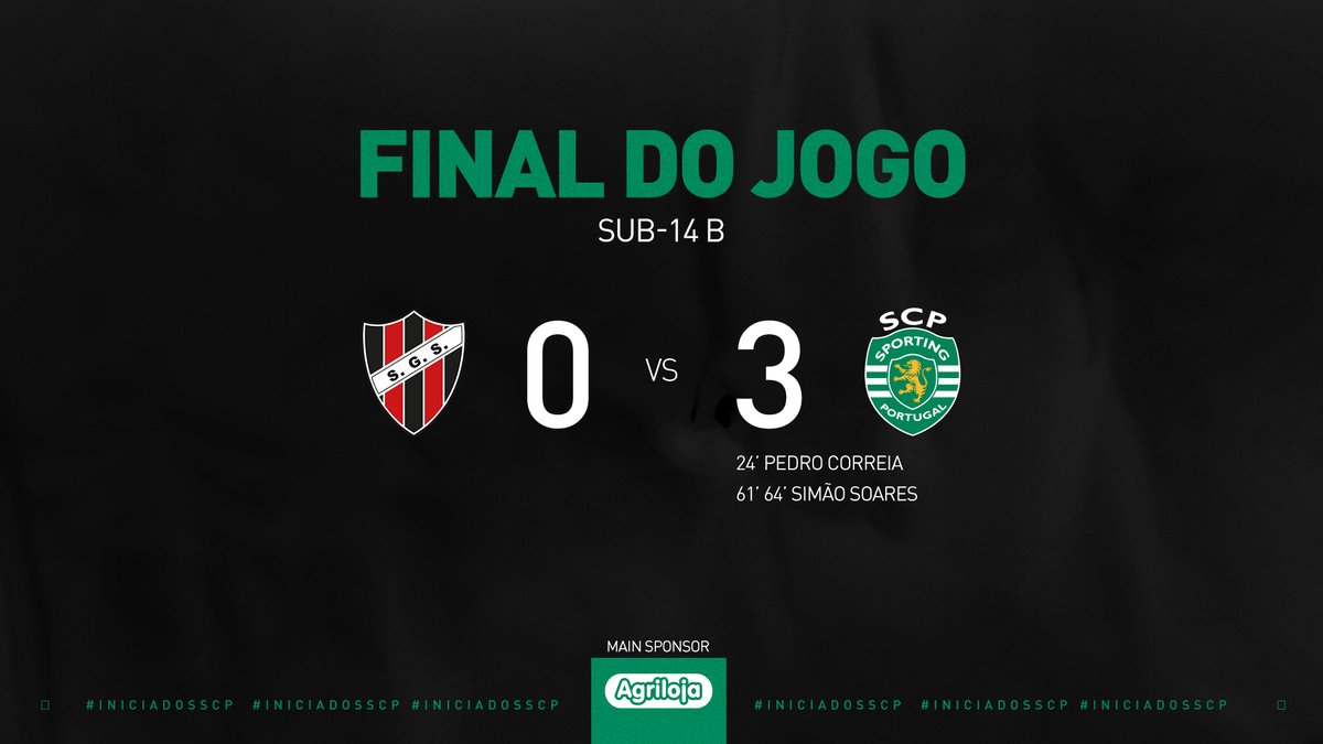 #IniciadosSCP | ⏹️ FINAL DO JOGO:

Os Sub-14 B foram a casa do SG Sacavenense vencer por 0-3, na 8.ª Jornada da Série 4 da Taça AFL Sub-15 ⚽️👏