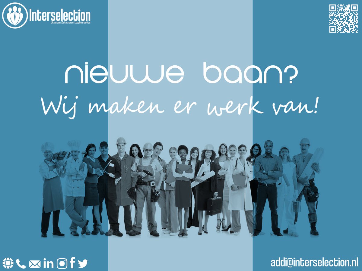 interselection's tweet image. Wij gaan tot het uiterste als het gaat om het aanbieden van banen op elk niveau en binnen elk vakgebied. Of dit nu gaat om de (bouw)industrie, techniek, schoonmaak of om administratief. Wij zien in alles een uitdaging.
#nieuwebaan #uitdaging #toekomst #matchmaker
