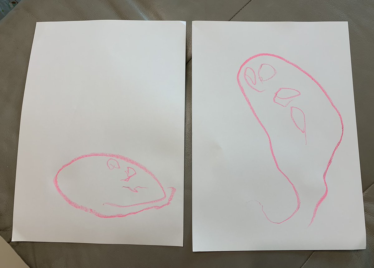 뚠뚠이 눈의 엄마와 아빠. 아빠는 영혼을 그린거니..