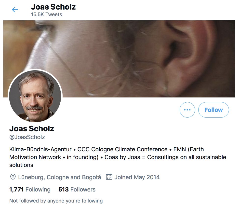 Thread about actors:Story about another BillionairesForFuture actor.Meet Uncle Joas. Joas first followers are WeDontHaveTime and Svein T.Same pattern of 100s of follows of FFF accounts.Remember Greta holds WeDontHaveTime poster at the start?