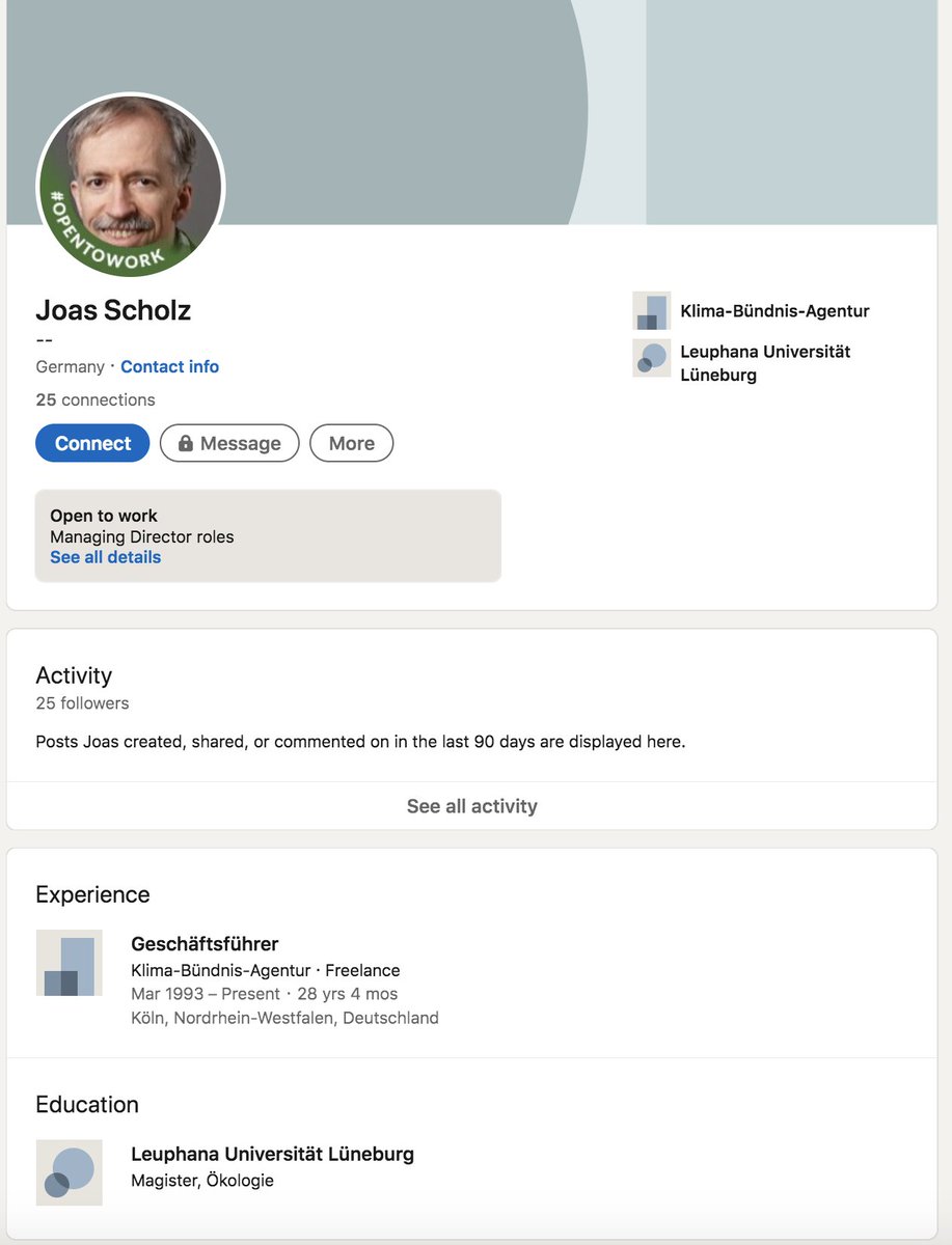 Who is Joas, famous scientist, actor, journalist so that those 2 big figures quickly to follow? Hmmm, let's see, 28 years experience as managing director! and 25 connects.Sorry, he has other account and 140 "colleagues", why quote marks? well, here starts most interesting: