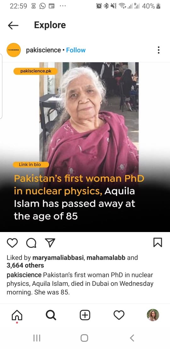 shiblifaraz's tweet photo. An outstanding example for women of Pakistan , who ventured  into the field of science &amp; first woman to do her Phd in nuclear physics RIP https://t.co/4cddXR5z4v