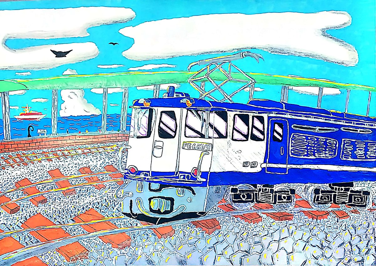 noriben3000's tweet photo. #鉄道
#鉄道イラスト
#FE65
これが完成版です❗️平日は仕事終わりにコツコツ少しずつ描き休日一気に塗り進めるを繰り返し、やっと完成❗️色の選択など悩む部分もありましたが、何とか完成しました❗️次回は再びクトゥルフ絵です。 https://t.co/cvAhYpiser
