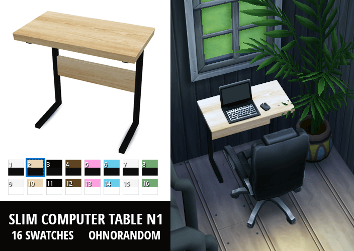 ohnorandom's tweet image. [CC] Slim Computer Table N1 - 10 Swatches #sims4  #sims4cc ohnorandom.com/post/cc-slim-c…