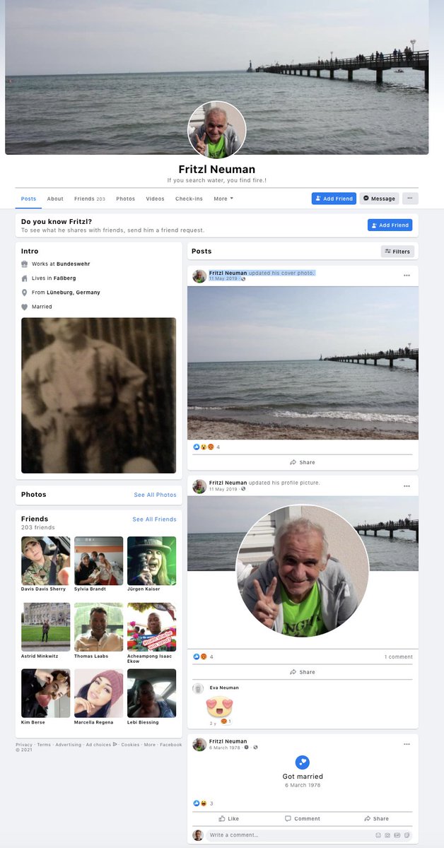 Fritzl Neuman uncle's Joas friend, added profile picture 11th May 2019 and has just 3-4 public post. He has family!Fam members also added profile pictures on 11 May 2019. 3 of them don't have any public posts afterwards. Maybe their pictures have natural likes? Let's see: