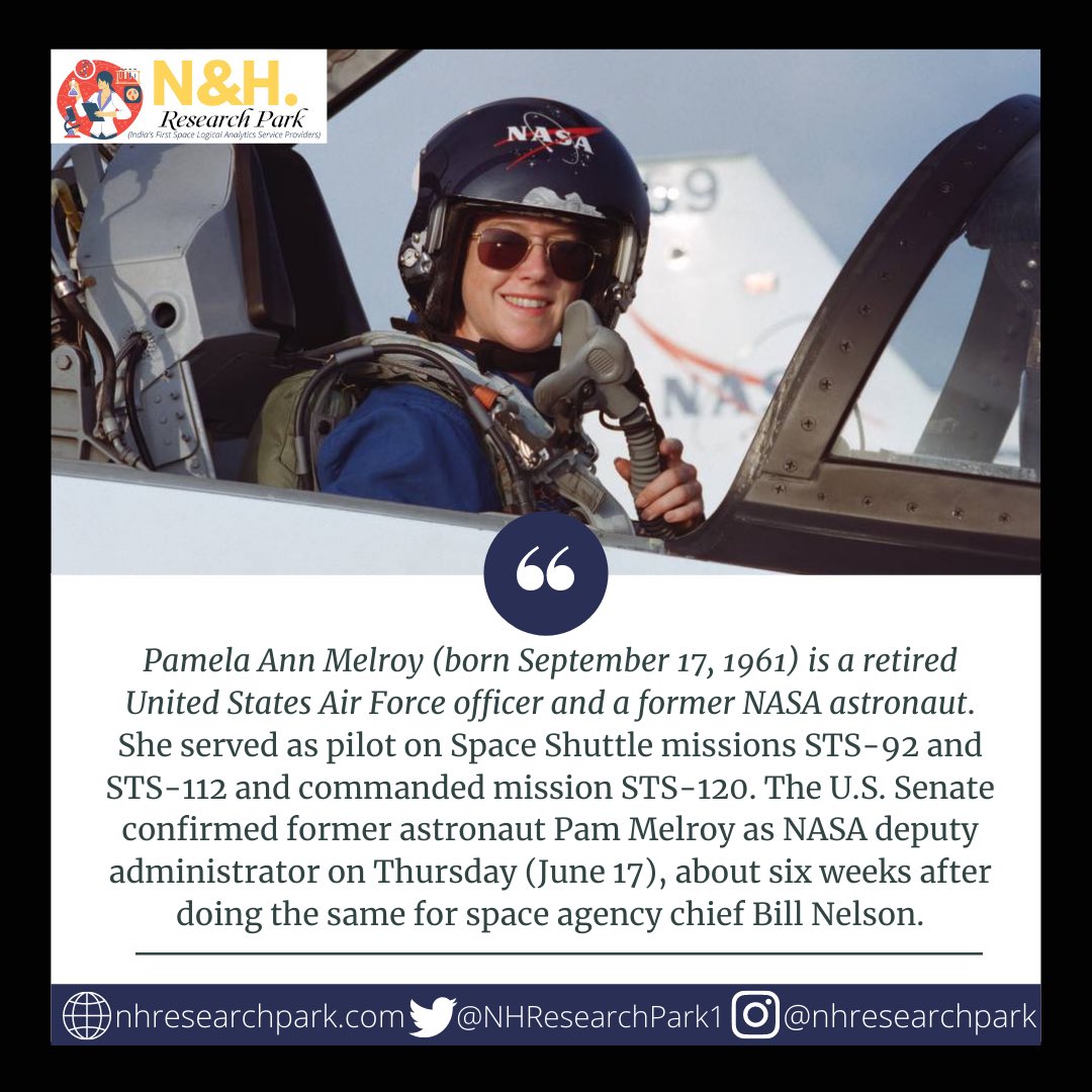 The U.S senate confirmed former astronaut Pam Melroy as NASA deputy administrator 👩🏻‍🚀 

#astronomy #astronaut #spacescience #spacestation #spaceshuttle #nasa #nasadeputyadministrator #nhresearchpark #reserachpaper #researchers #doctors #army #pilots #airforceofficer