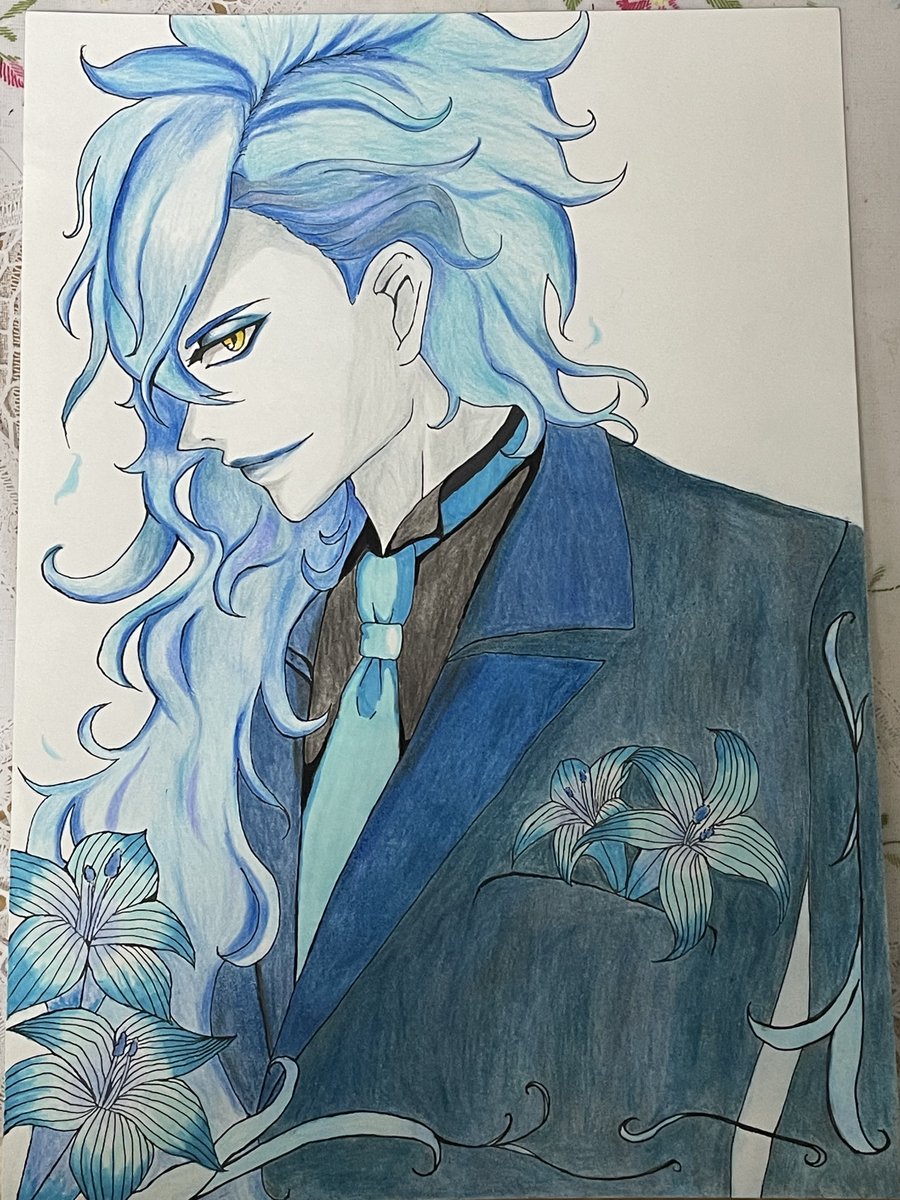 Ros ロズ A Twitter ツイステのゴーストマリッジ 花婿イデア 初めて描いてみました 花婿イデア最高 アナログ イラスト 製作時間 約10時間 無断転載禁止 衣装は公式絵とは違います ツイステ イラスト好きと繋がりたい ツイステファンアート