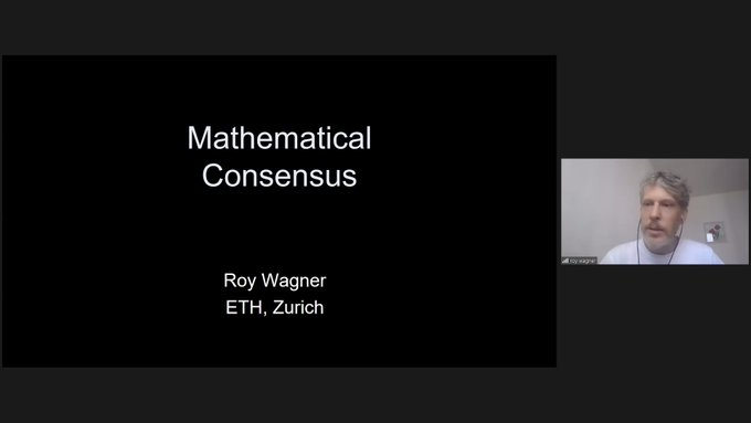 DenizPhiMa's tweet photo. Our second talk at #disinmath today by Roy Wagner (ETH Zurich).
What do mathematicians agree on? And what are the circumstances needed to arrive at consensus. https://t.co/tNKpMTVsJP