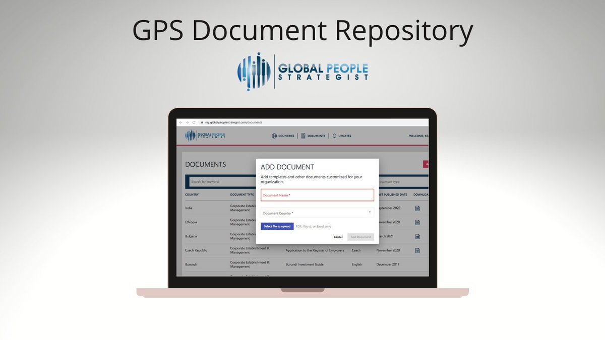 GPStrategist's tweet photo. Our Document Repository allows you to easily keep track of documents we provide you as well as gives you the option to add your own documents! This feature provides your organization with convenience and organization! #DocumentRepository #GlobalPeopleStrategist #GlobalBusiness https://t.co/kElpSMaj8I