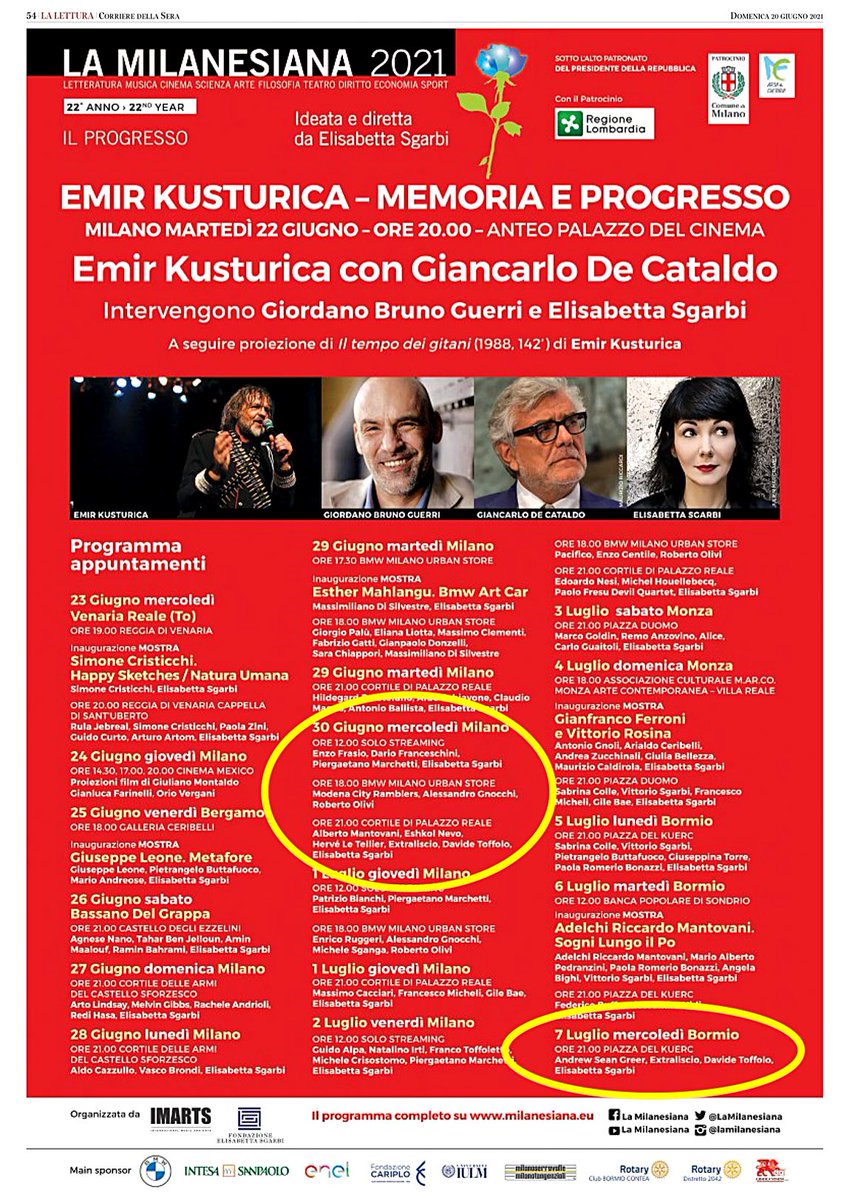 bettywrong's tweet photo. Il programma de @LaMilanesiana dal 22 giugno al 7 luglio.
1. Continua!
@La_Lettura @Corriere https://t.co/WcsdNqryfQ