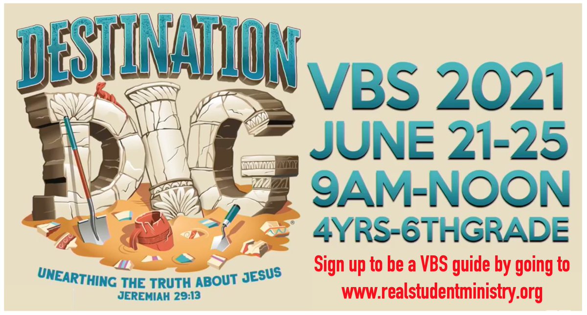 real_cabot's tweet photo. REAL Student Ministry - Small Groups @ 9am and worship at 10:30am. This week is Vacation Bible School and we still need student guides! Sign up on our student website. Don’t forget Hangin’ w/ Jose this Tue (9th-12th) and Thu (5th-8th) after VBS! It is going to be a great week! https://t.co/DAtT76YMeD