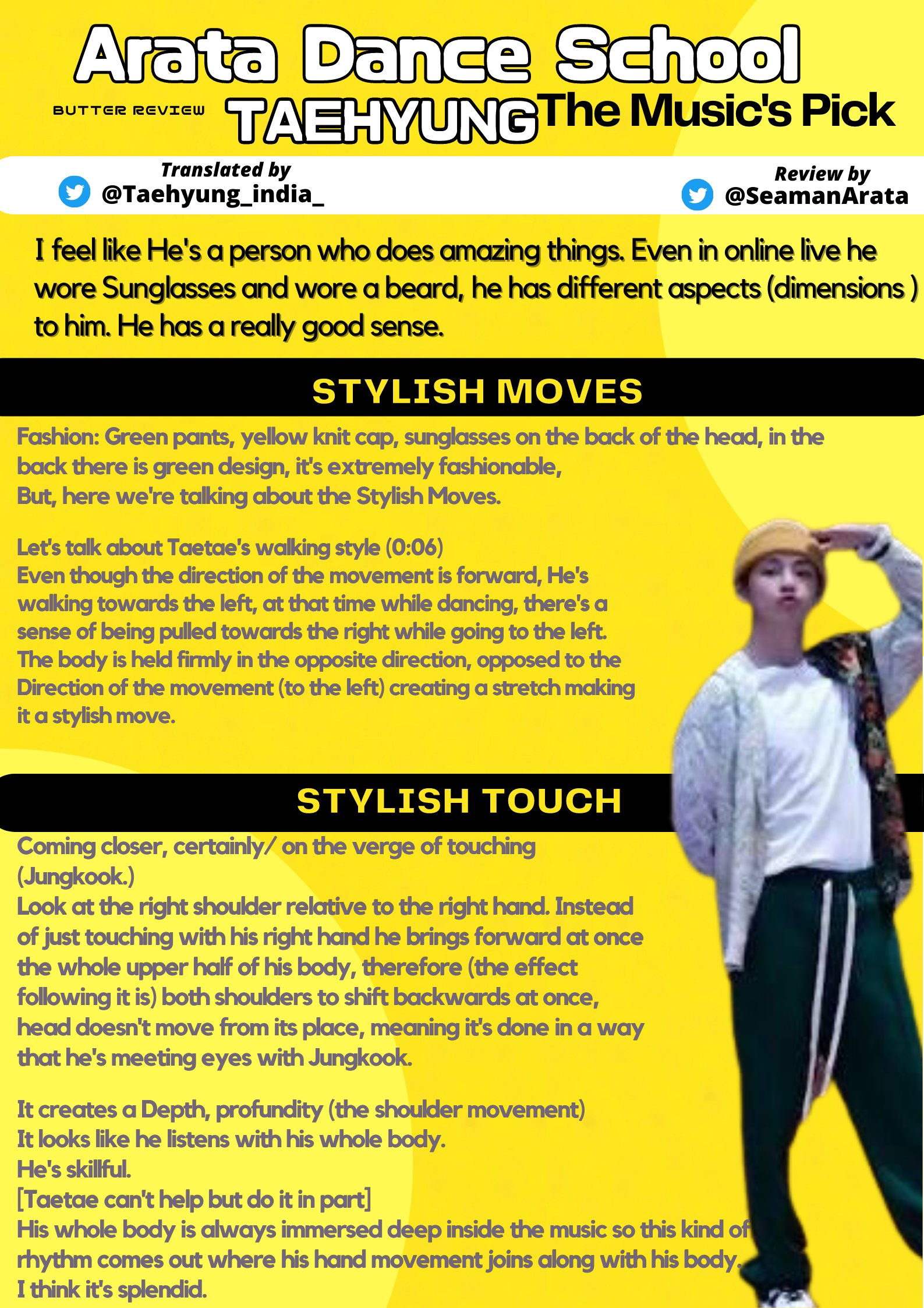 Taehyung India By V Pa Twitter 𝐑𝐞𝐯𝐢𝐞𝐰 𝐛𝐲 𝐀𝐫𝐚𝐭𝐚 𝐃𝐚𝐧𝐜𝐞 𝐒𝐜𝐡𝐨𝐨𝐥 Seamanarata He Taehyung Has Different Dimensions To Him He Has A Really Good Sense His Whole Body Is Immersed