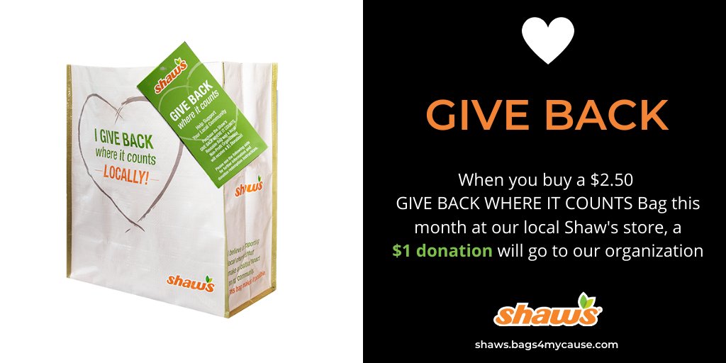 United Way of York County has been selected as the June beneficiary of the Shaw's Supermarket GIVE BACK WHERE IT COUNTS Program! Each time a reusable Give Back bag is purchased at the Shaw's in Sanford, ME this month, we will receive a $1 donation.